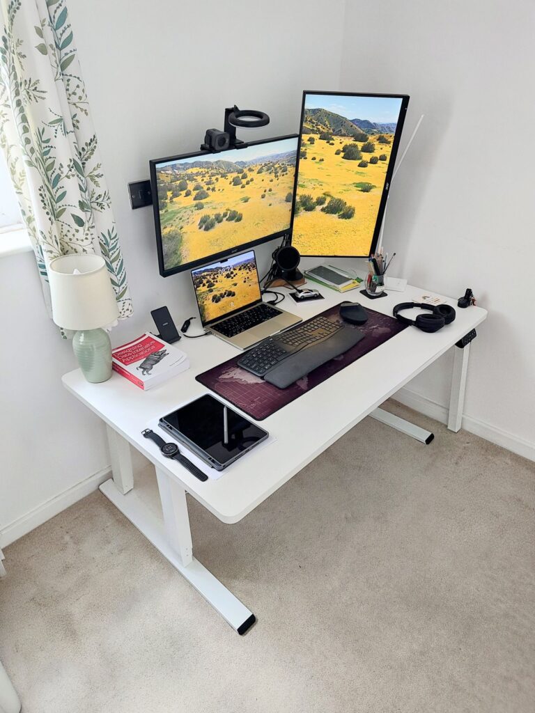 Healthy-Additions-for-an-Ergonomic-Home-Office-Setup-Standing-Desk-Top-View